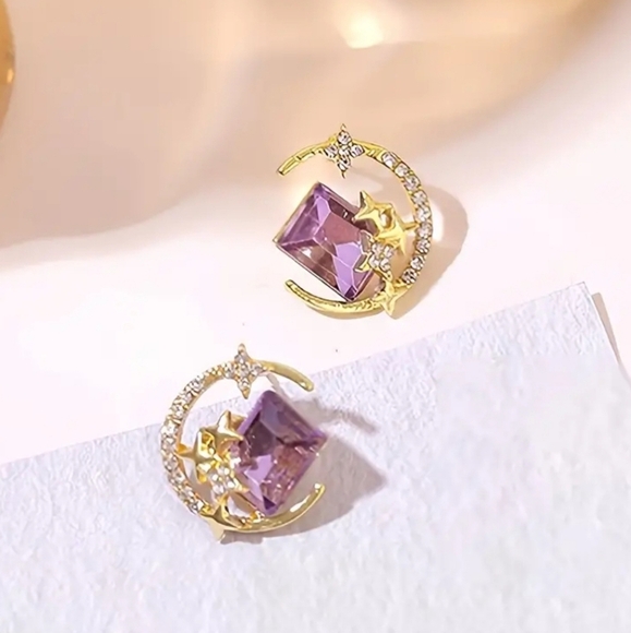 Purple Stone Celestial Earring🌙🌌 - Picture 1 of 5